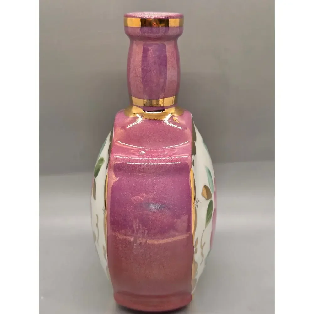 RARE vintage Soviet porcelain decanter pink rose w/ gold-gilded accents